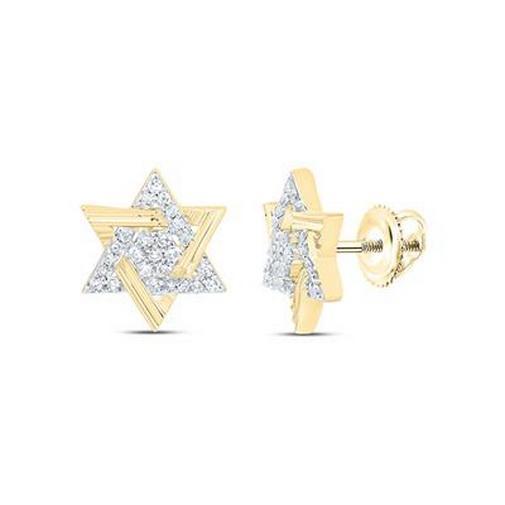 0.20ctw Diamond Star of David Stud Earrings 10K Yellow Gold