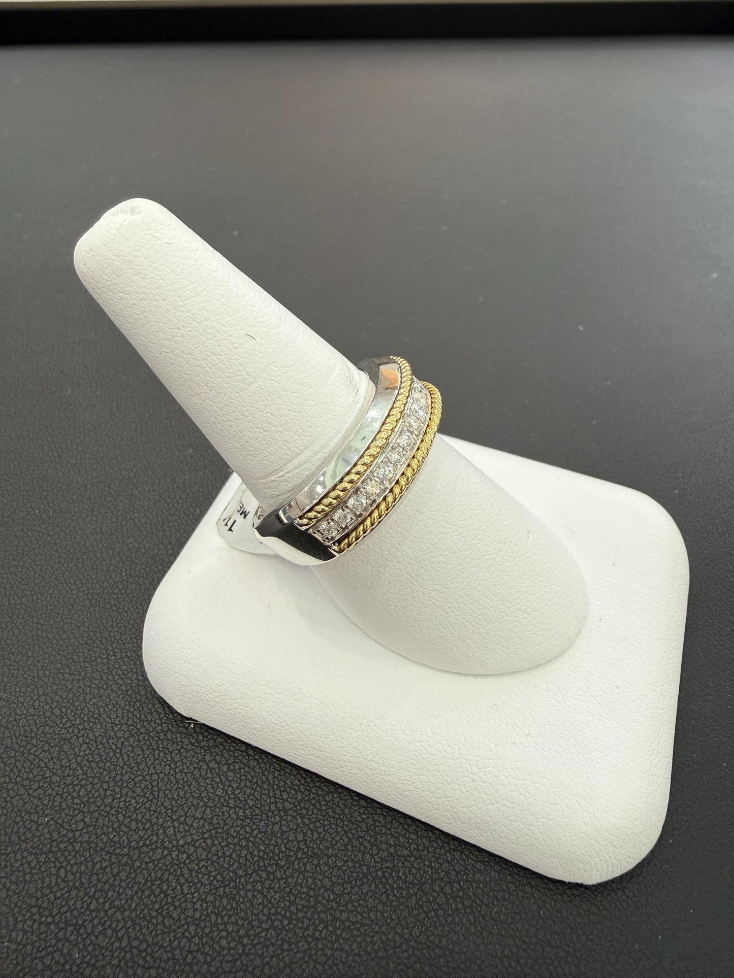 Mens Diamond Rope Wedding Band 10K Two Tone Gold