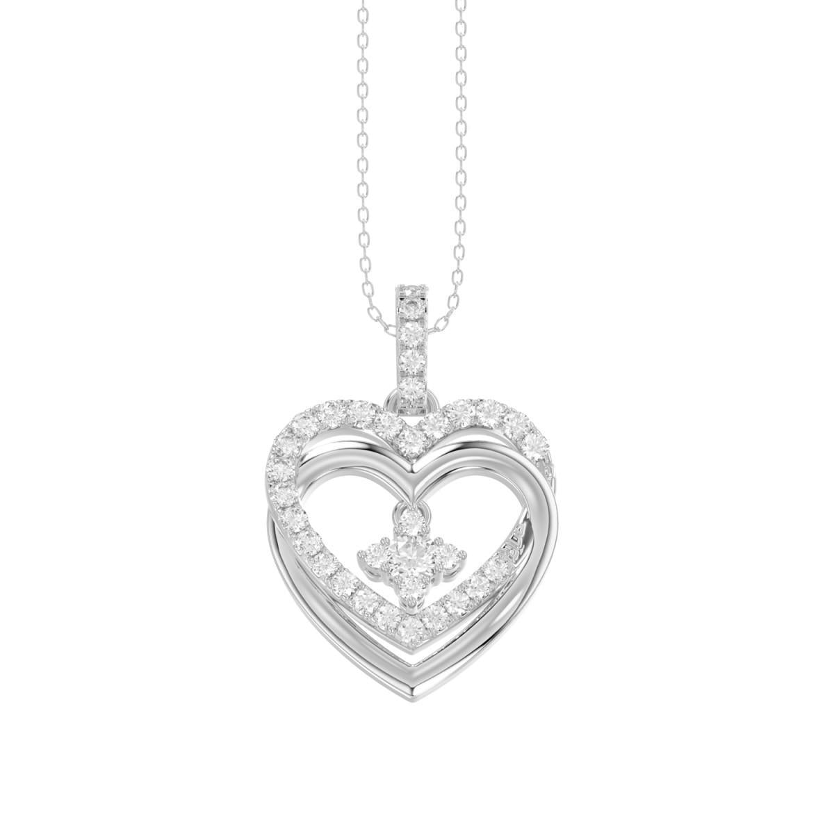 0.35cttw Diamond Heart Pendant Charm 14kt White Gold