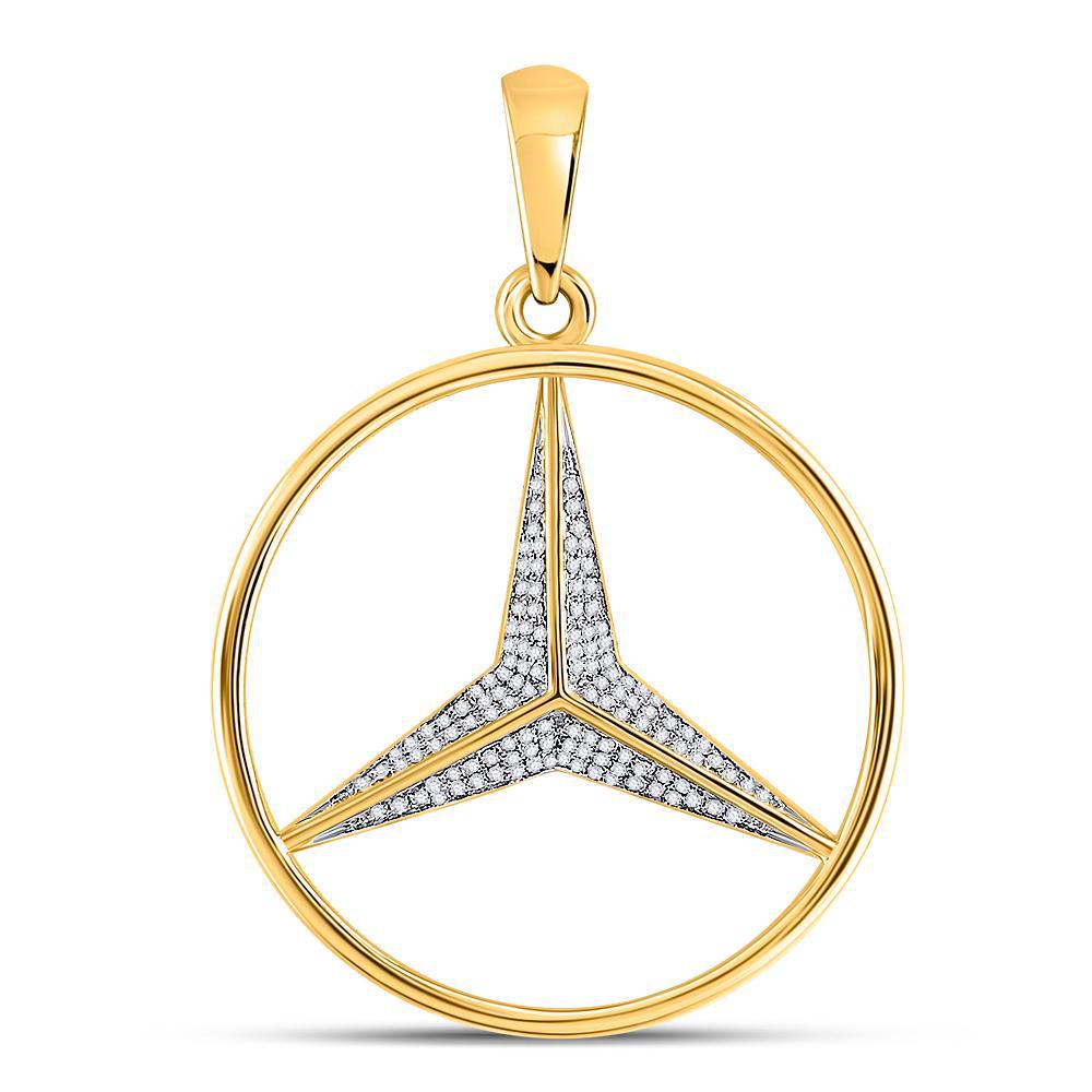 10k Yellow Gold Mens Round Diamond Star Circle Charm Pendant 1/3Cttw