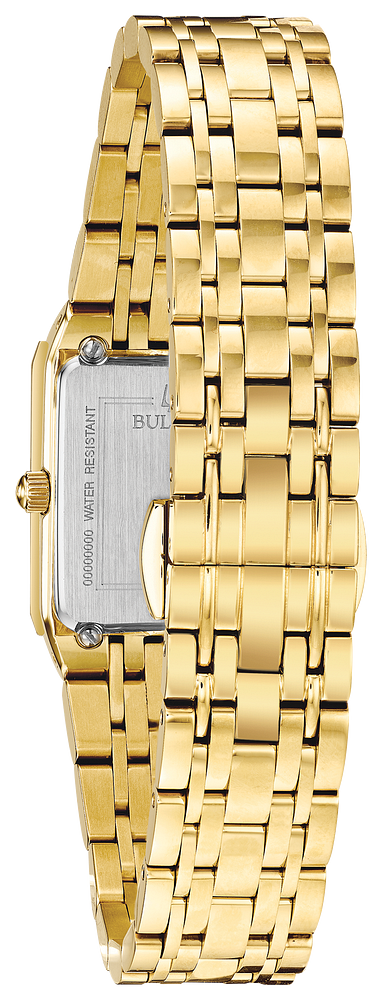 Bulova Quadra Diamond Gold Tone Ladies Watch 97P140