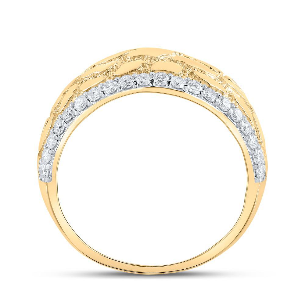 3/4Cttw Diamond Nugget Mens Band Ring 10k Yellow Gold