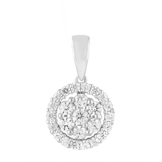 0.50 Сttw Diamond Round Cluster Womens Pendant Charm 10k White Gold