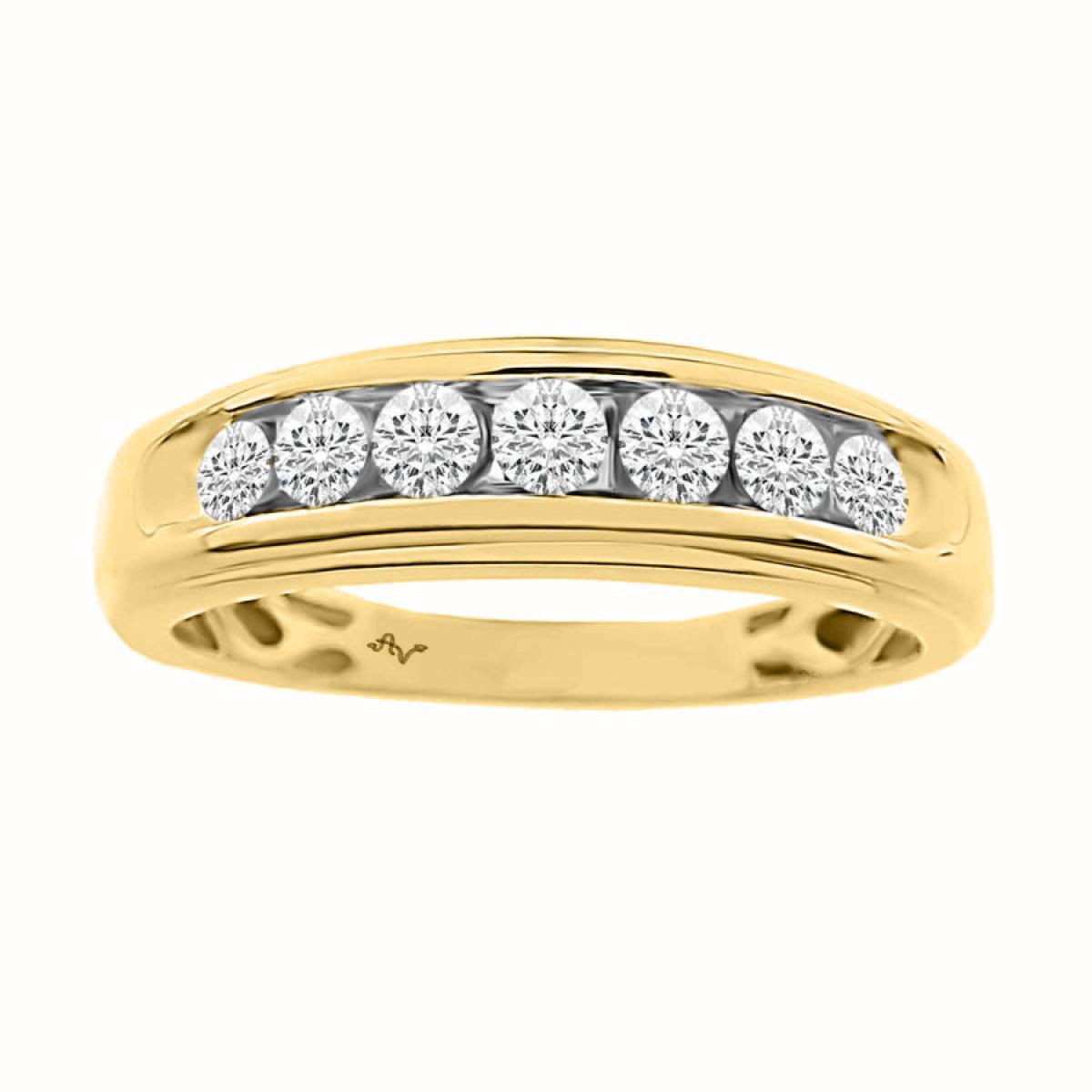 0.50cttw Diamond Round Channel Set Wedding Mens Band 10k Yellow Gold Ring