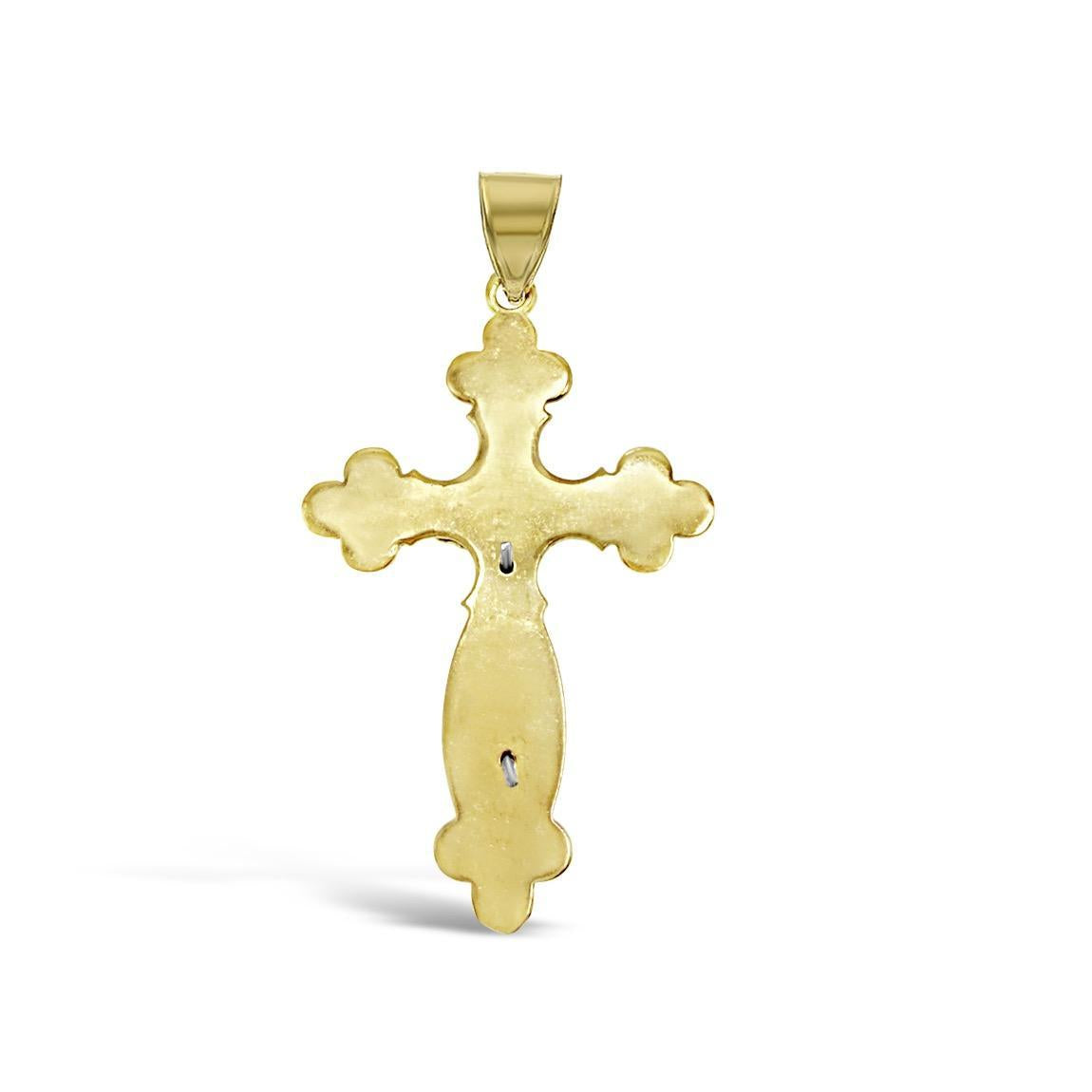 10k Two tone Gold Cross Crucifix Pendant Charm