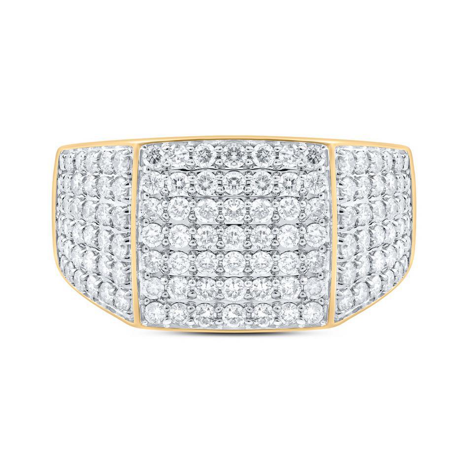 1.50cttw Diamond Square Mens Ring Band 10k Yellow Gold