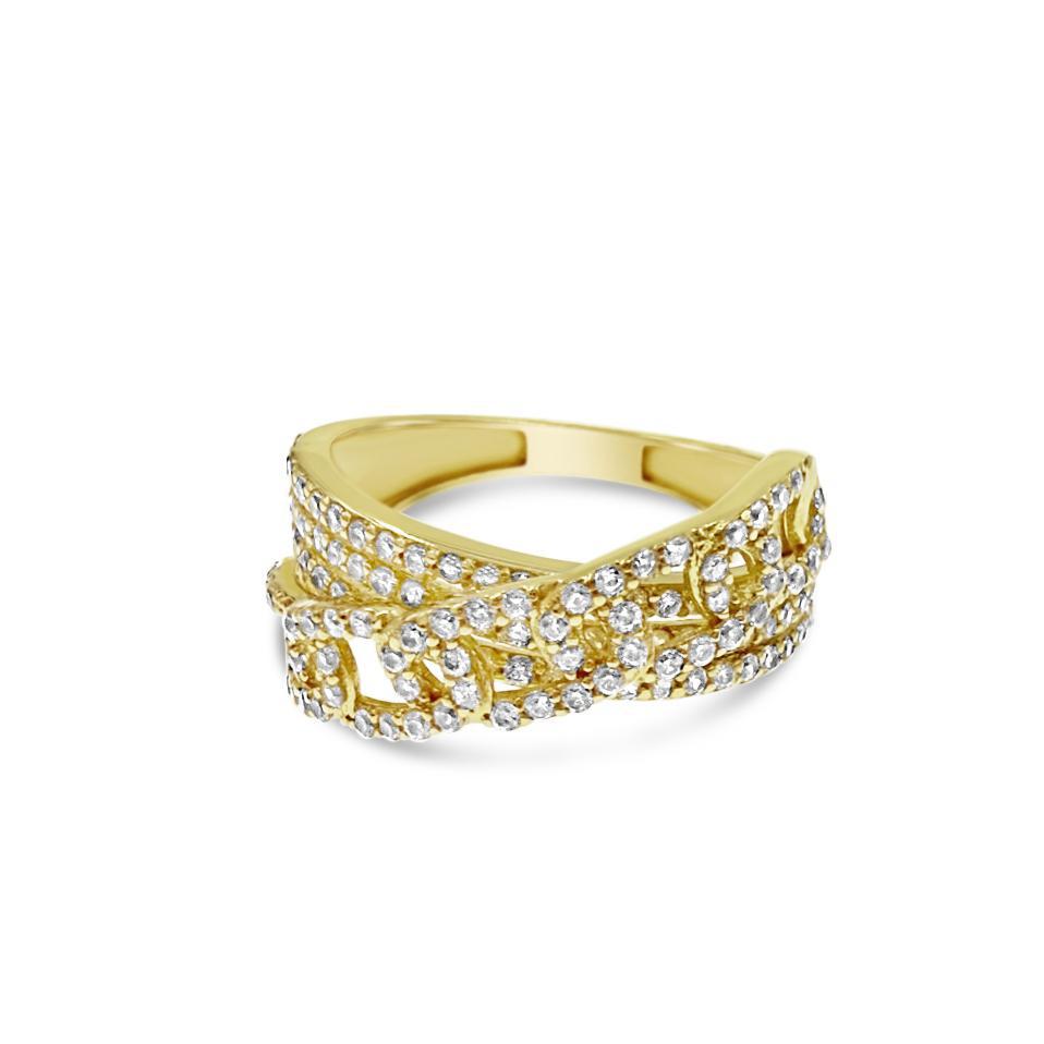 14K Yellow Gold CZ Cuban Link Band