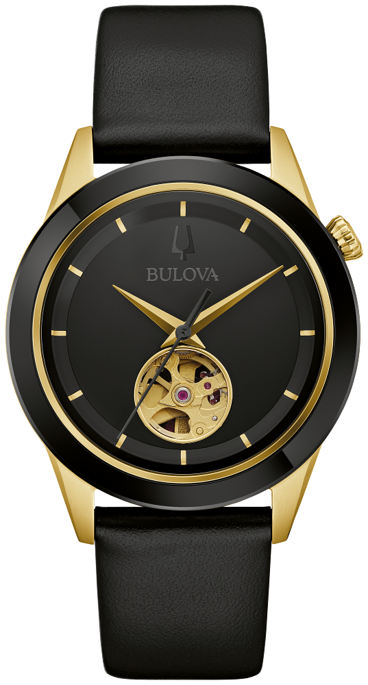 Bulova Apollo Automatic Gold & Black Mens Watch 98A327