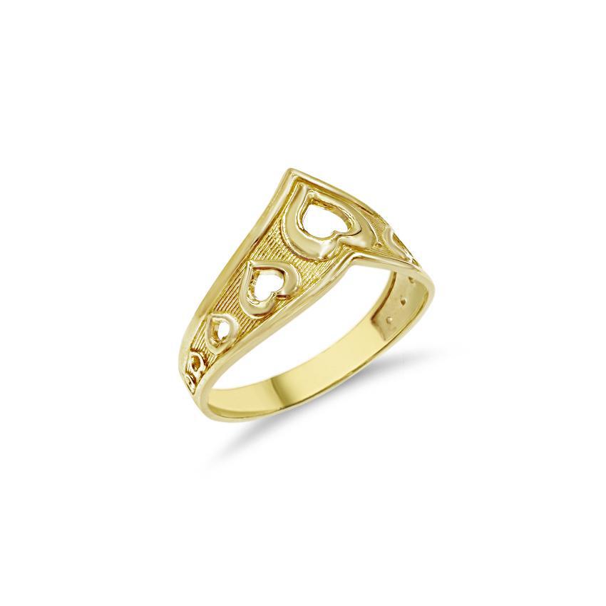 10k Yellow Gold Heart Ring Women Real Gold Love