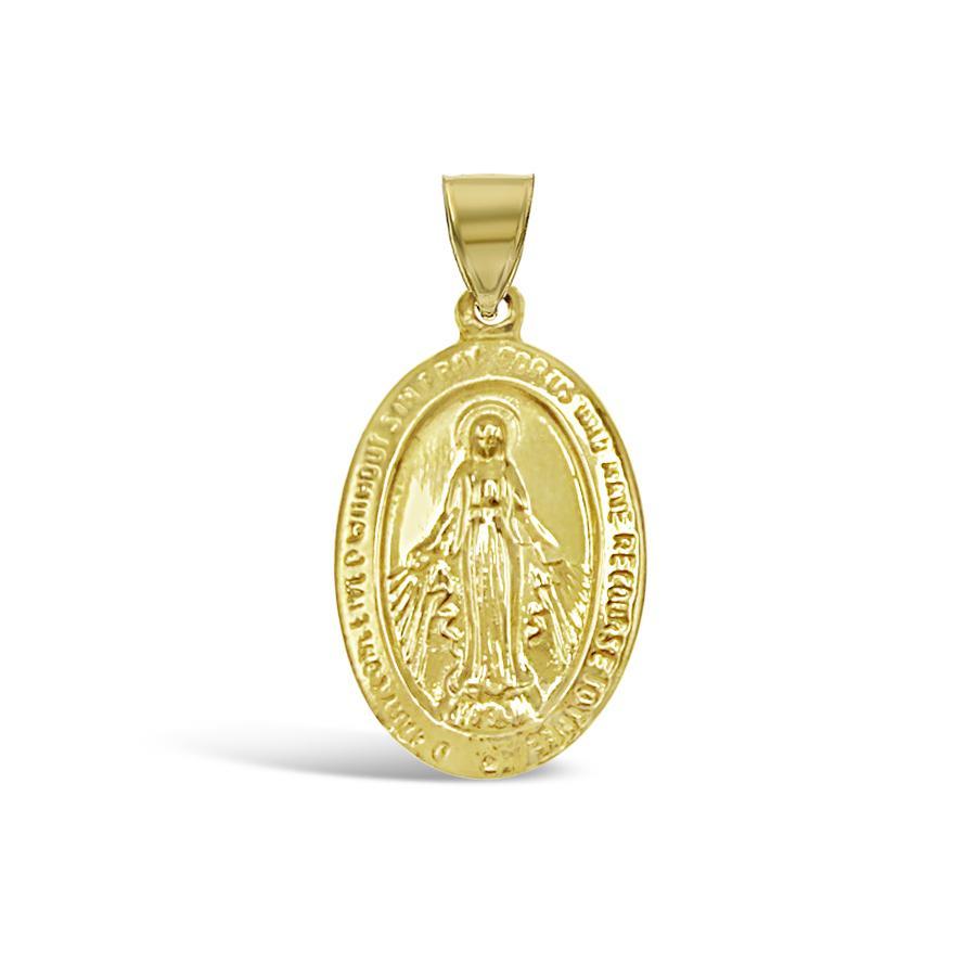 10K Yellow Gold Miraculous Medal Virgin Mary Pendant