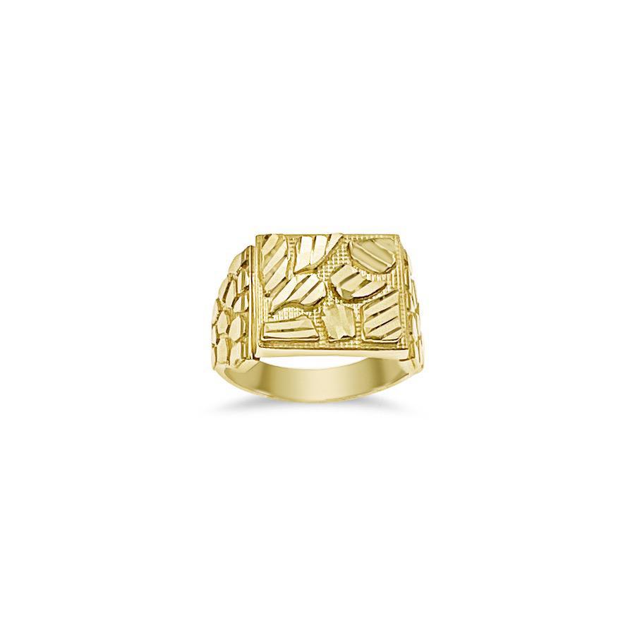 Nugget Rectangular Men's Ring 10k Gold Band Size 10