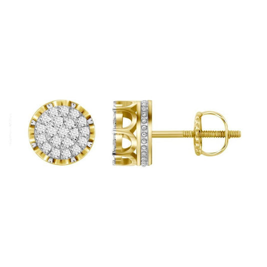 0.50cttw Round Diamond Cluster Stud Earrings 10k Yellow Gold Screw Back