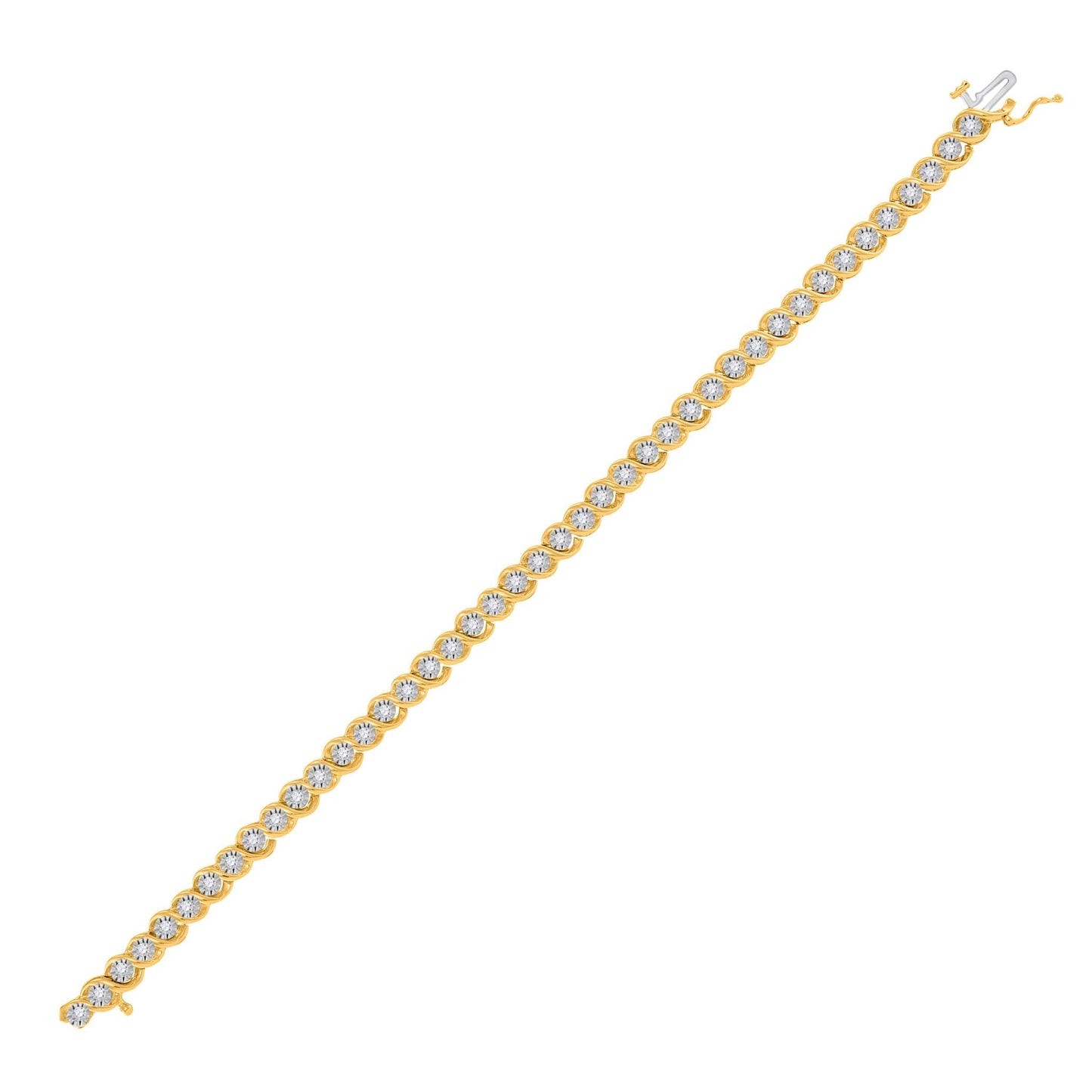 0.50ctw Diamond Swirl Link Bracelet 10K Yellow Gold