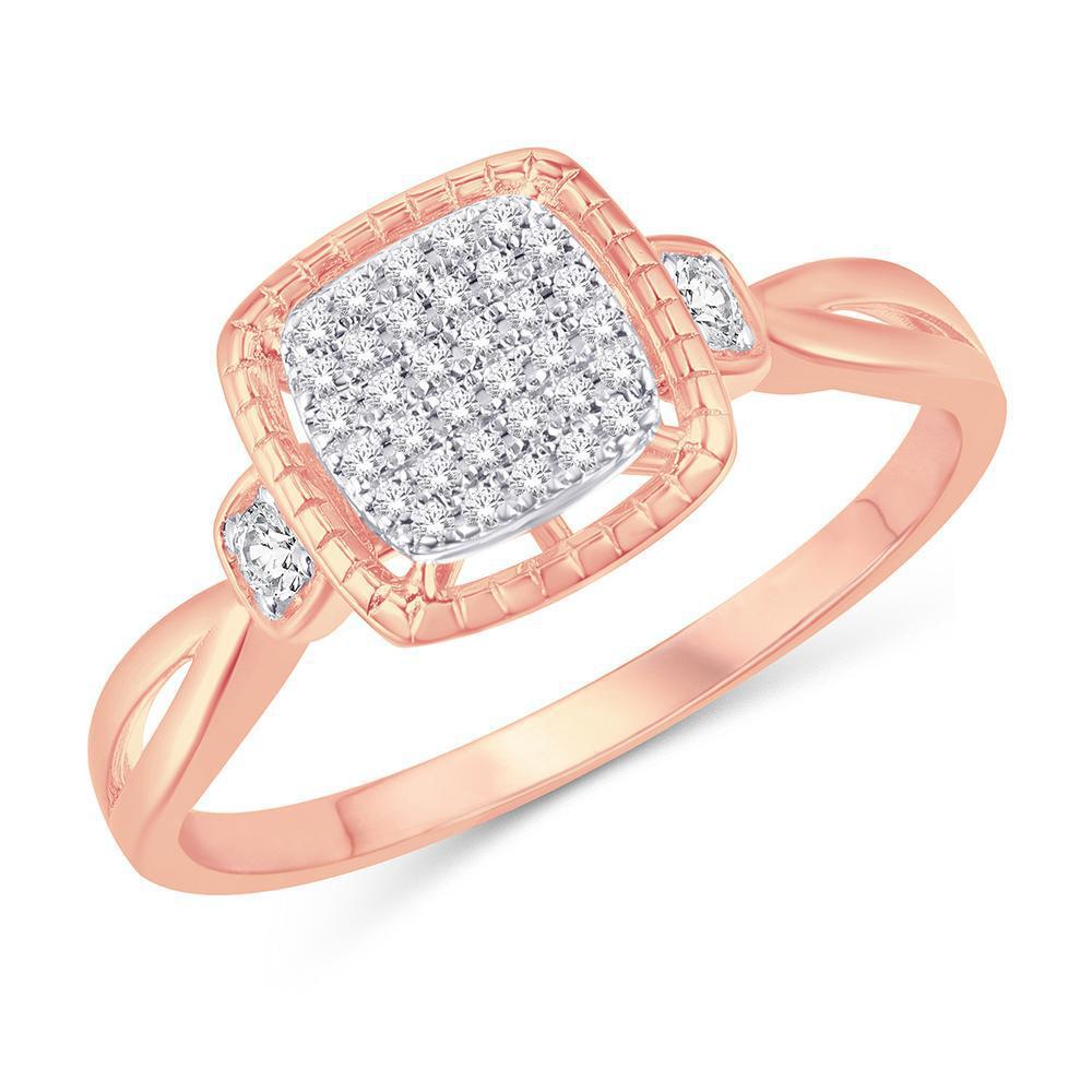 Diamond Engagement Square Ring Band 10k Rose Gold