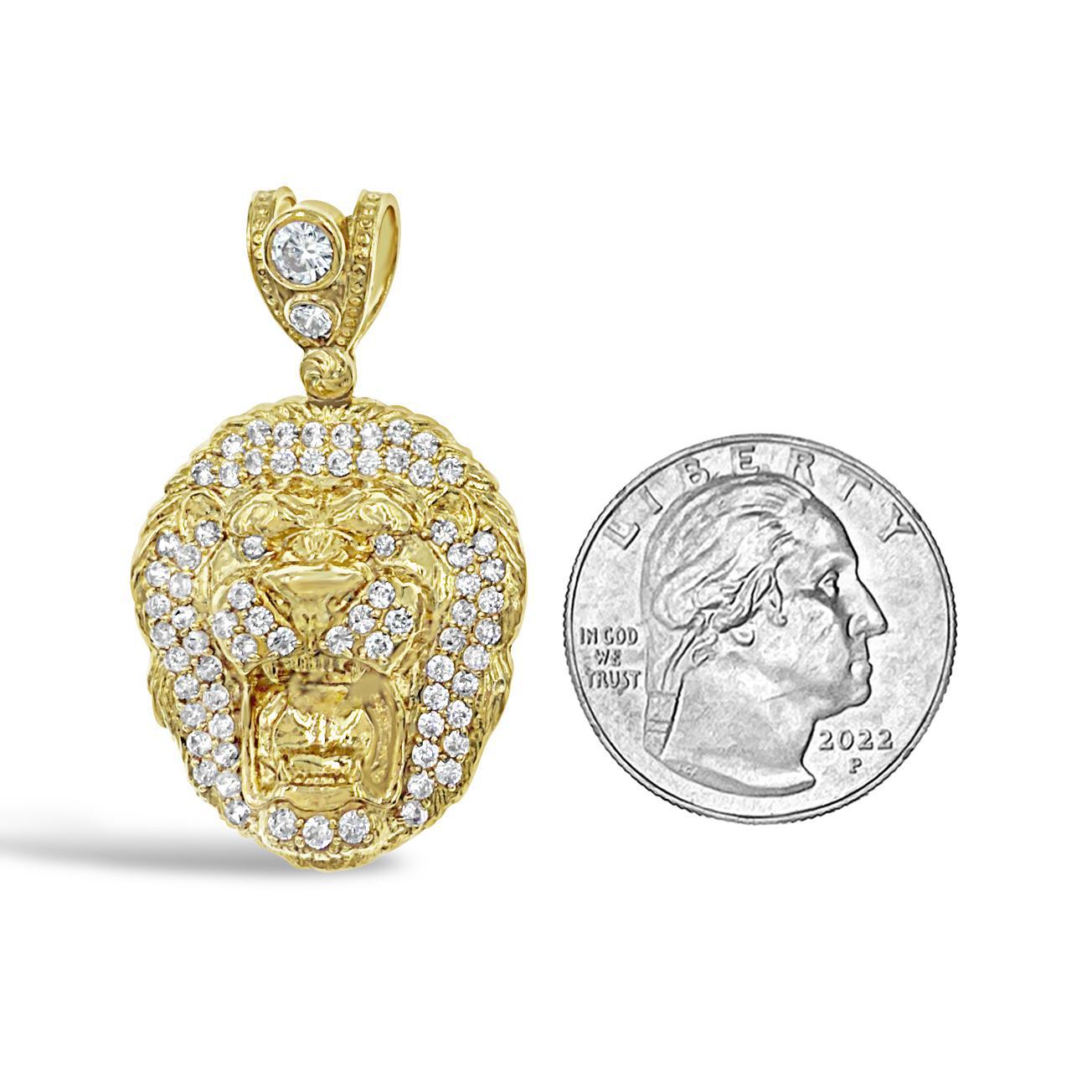 14K Yellow Gold Lion Head Pendant