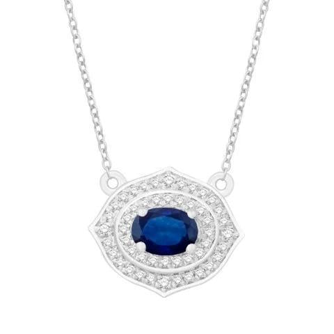 1.29ctw Diamond Halo Necklace 14K White Gold
