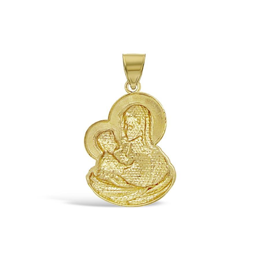 Mary and Baby Jesus Pendant 10k Yellow Gold