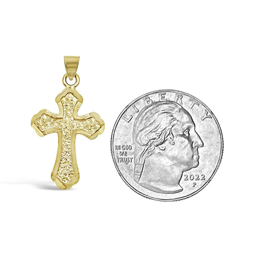 10k Yellow Gold Cross Pendant Charm 1"