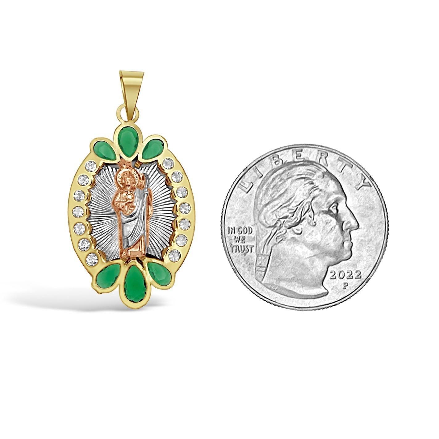 10K Tri Color Gold St Jude Pendant