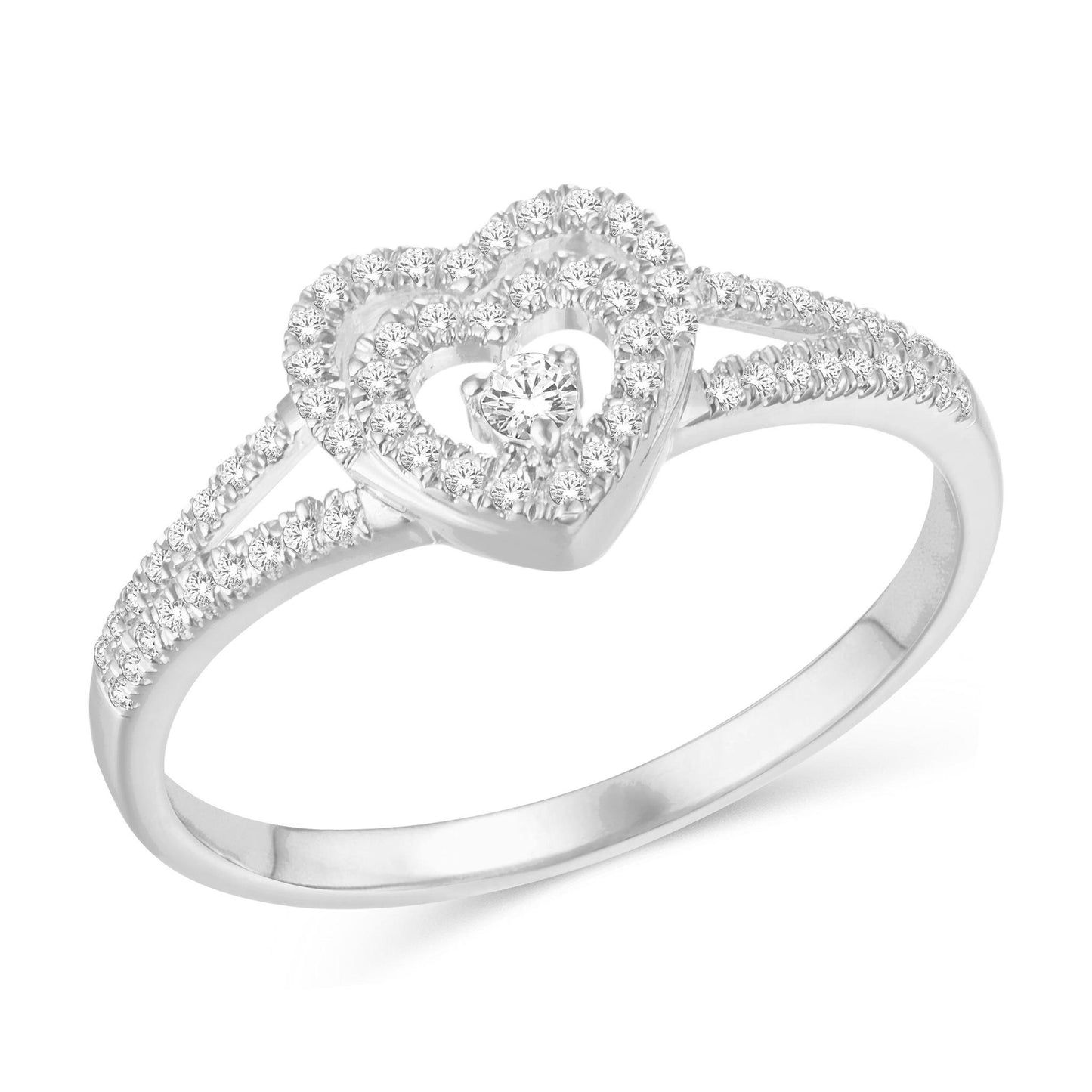 0.20cttw Diamond Open Heart Promise Engagement Ring For Her 10k White Gold