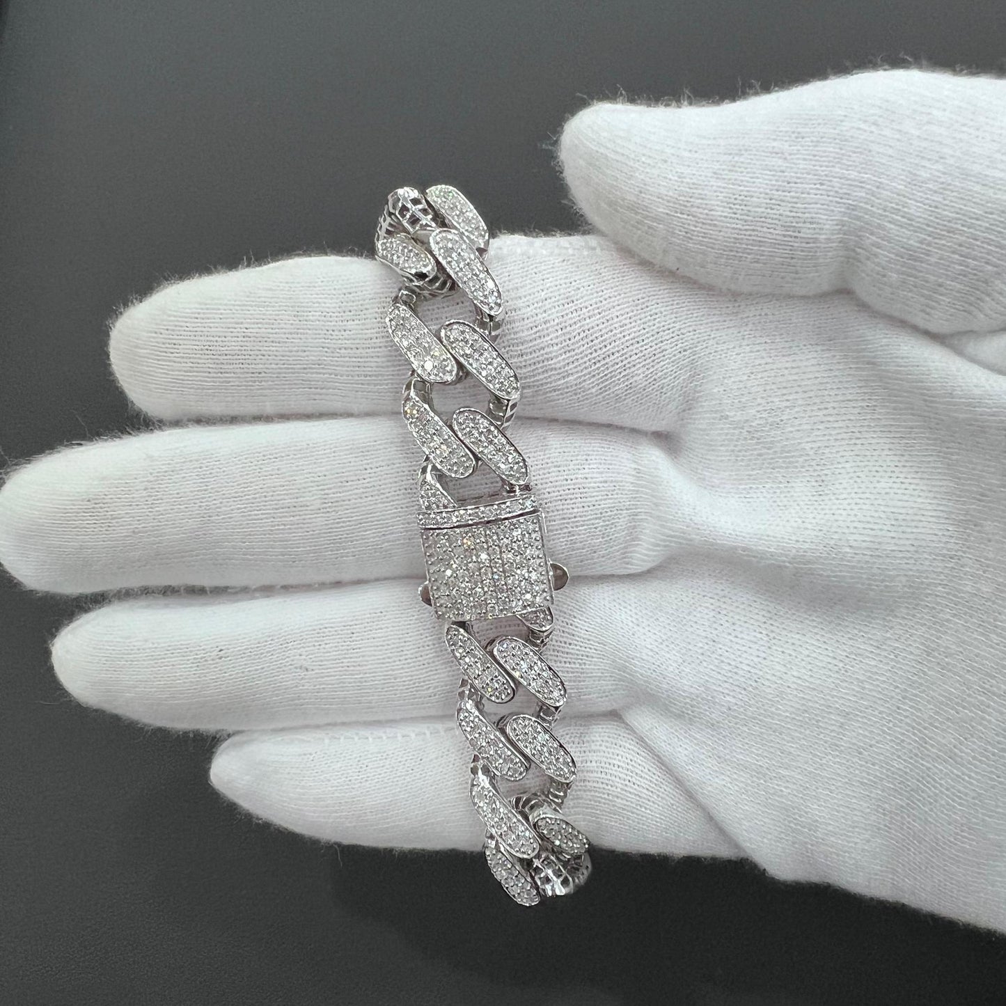 4.21ctw Diamond Miami Cuban Bracelet 10k White Gold