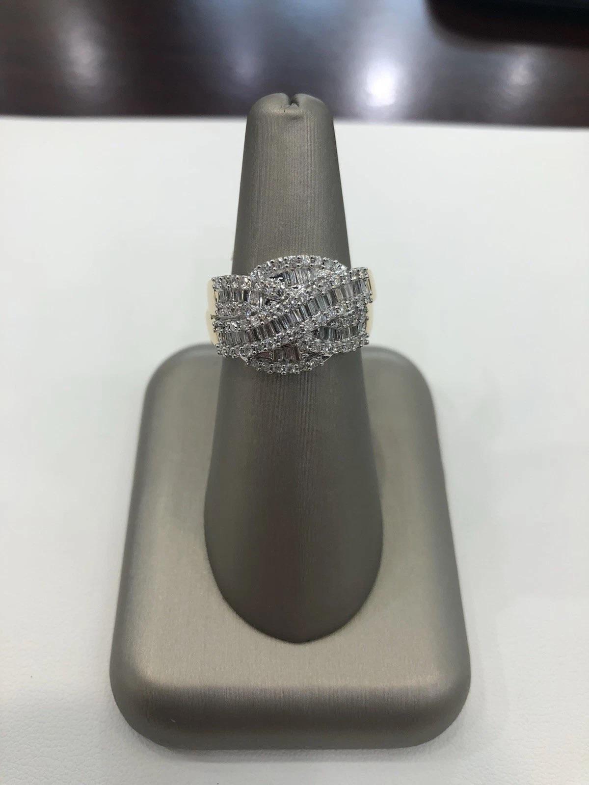 1 Cttw Baguette Diamond Womens Crossover Crisscross Band Ring 14k Yellow Gold