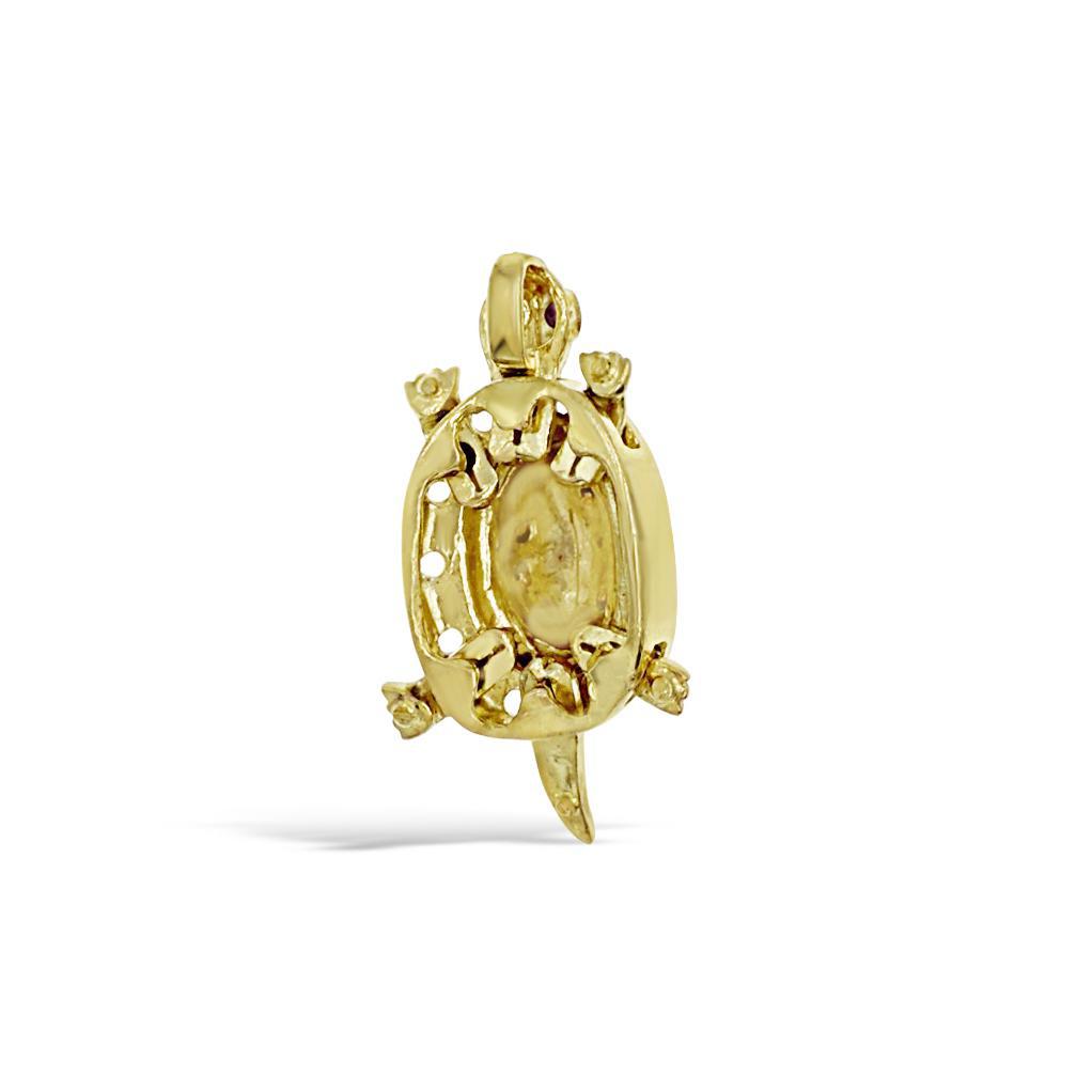10K Tri Color Gold Turtle Pendant Charm