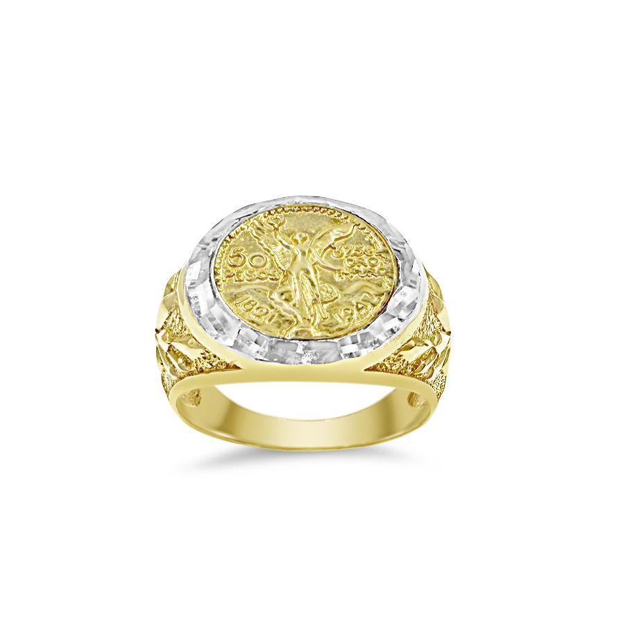 14K Two Tone Gold Mexican Centenario 50 Peso Coin Ring