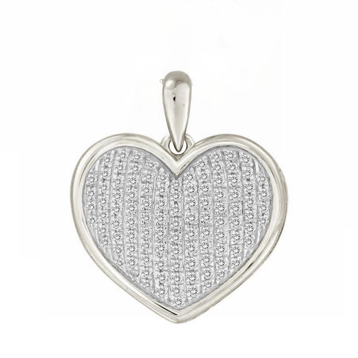 0.25ctw Diamond Heart Charm Pendant 10k White Gold
