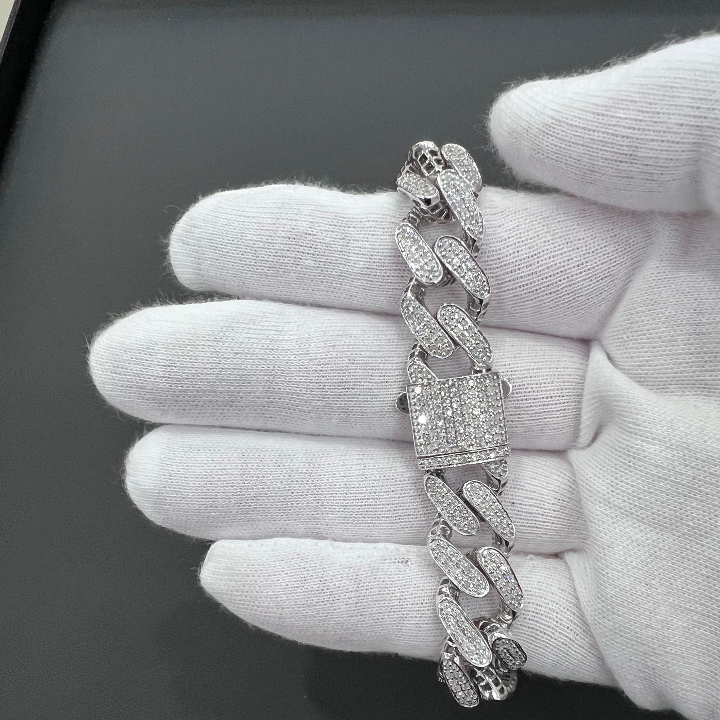 4.21ctw Diamond Miami Cuban Bracelet 10k White Gold