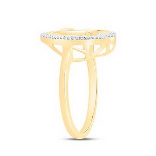 Diamond Initial J Heart Ring 10K Yellow Gold Womens