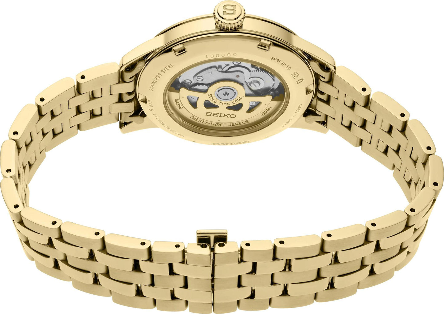 Seiko Presage Cocktail Gold Tone Automatic Mens Watch SRPK48