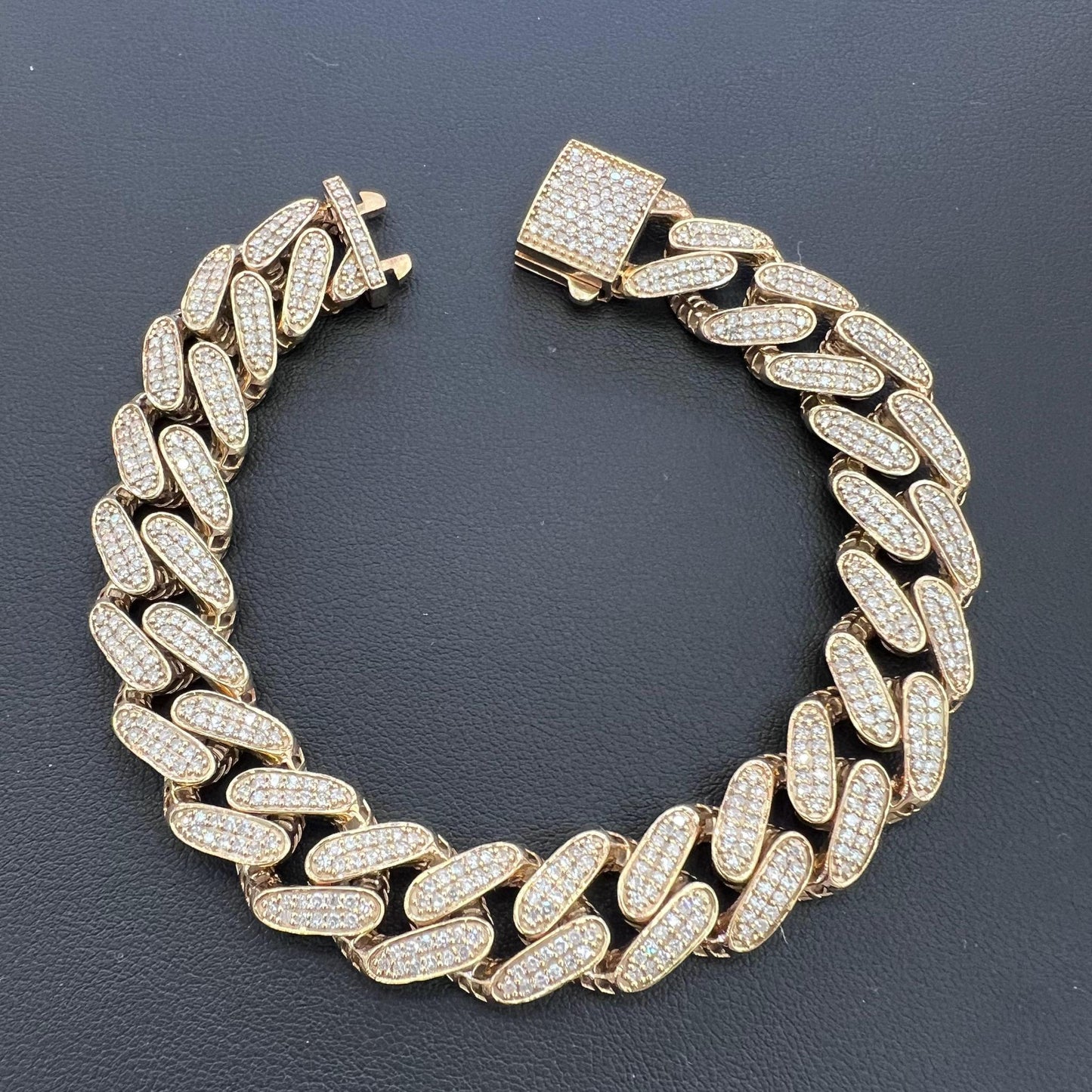 4.21cttw Diamond Miami Cuban Link Chain Bracelet Real 10k Yellow Gold 13mm