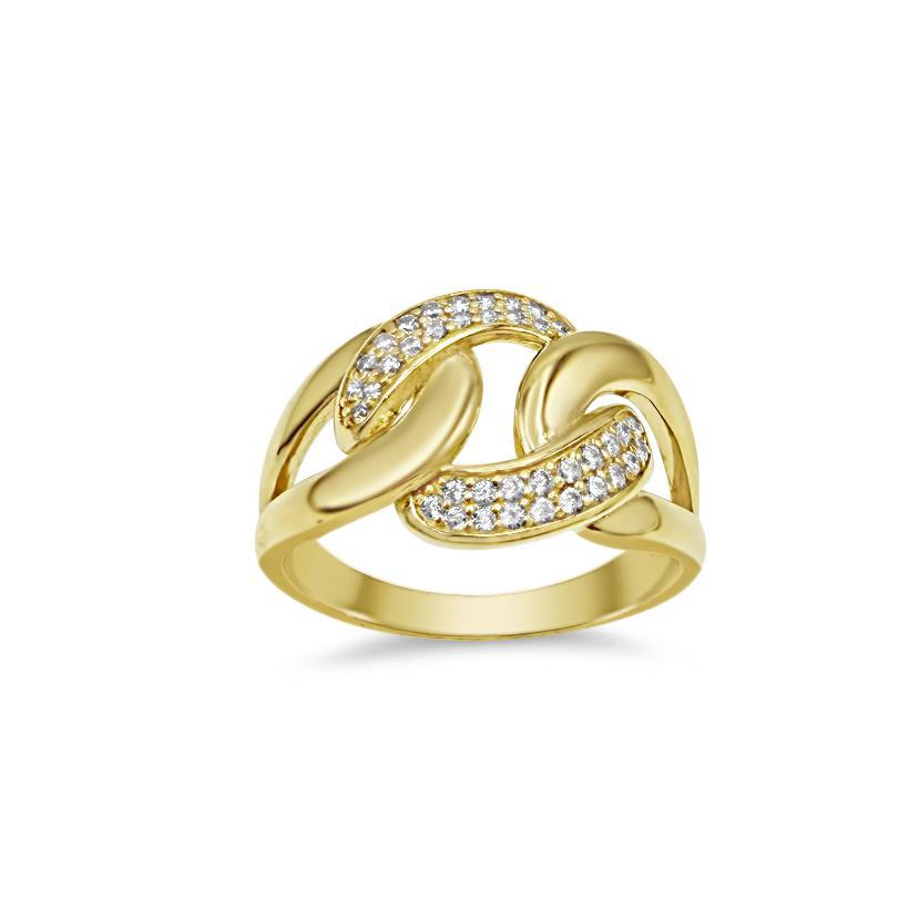 10K Yellow Gold Cuban Link Chain Knot Ring Band Unisex