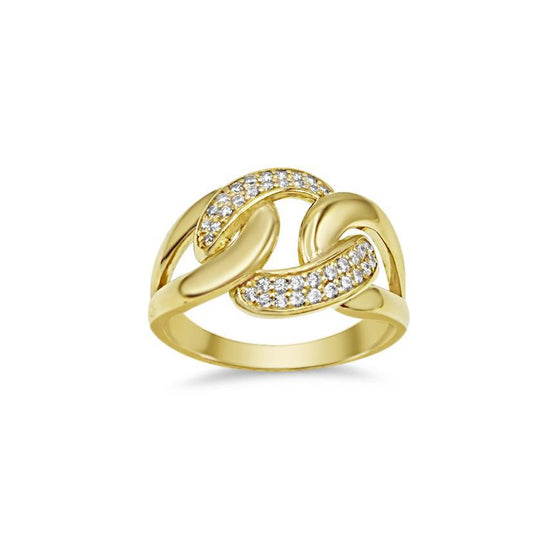 10K Yellow Gold Cuban Link Chain Knot Ring Band Unisex