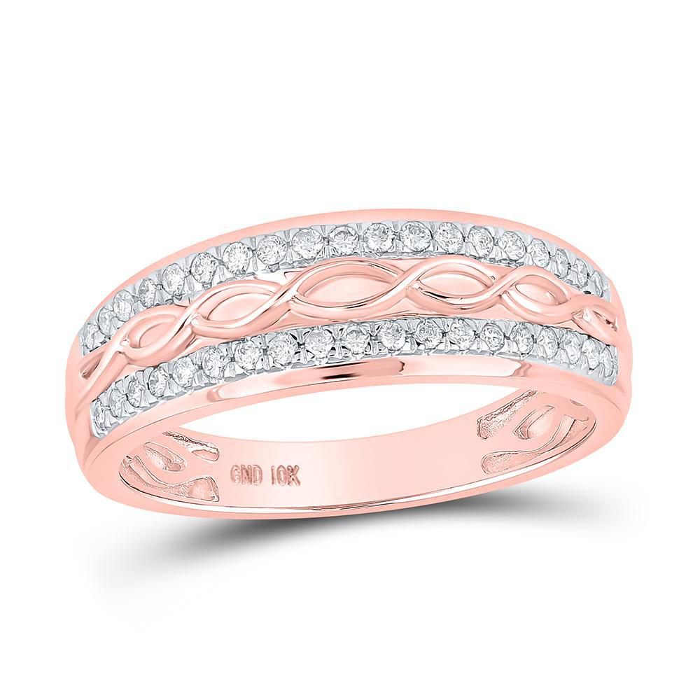 1.0cttw Diamond His Hers Trio Bridal Wedding Ring Set 10kt Rose Gold