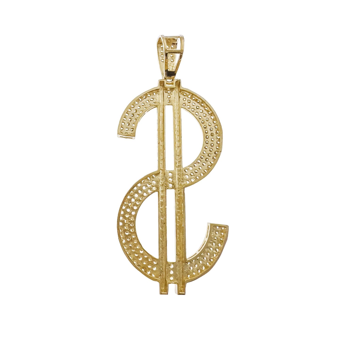 10k Yellow Gold Dollar Sign Money Pendant Men Charm 2.5"