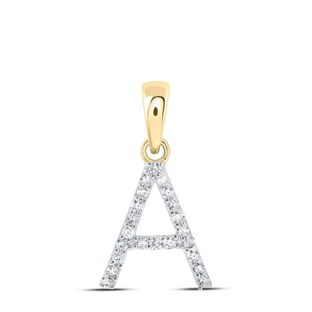 Diamond Letter Initial A Pendant Charm 10k Yellow Gold