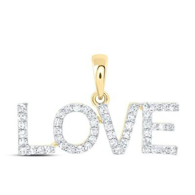 Diamond LOVE Pendant 10k Yellow Gold Charm 1/5cttw