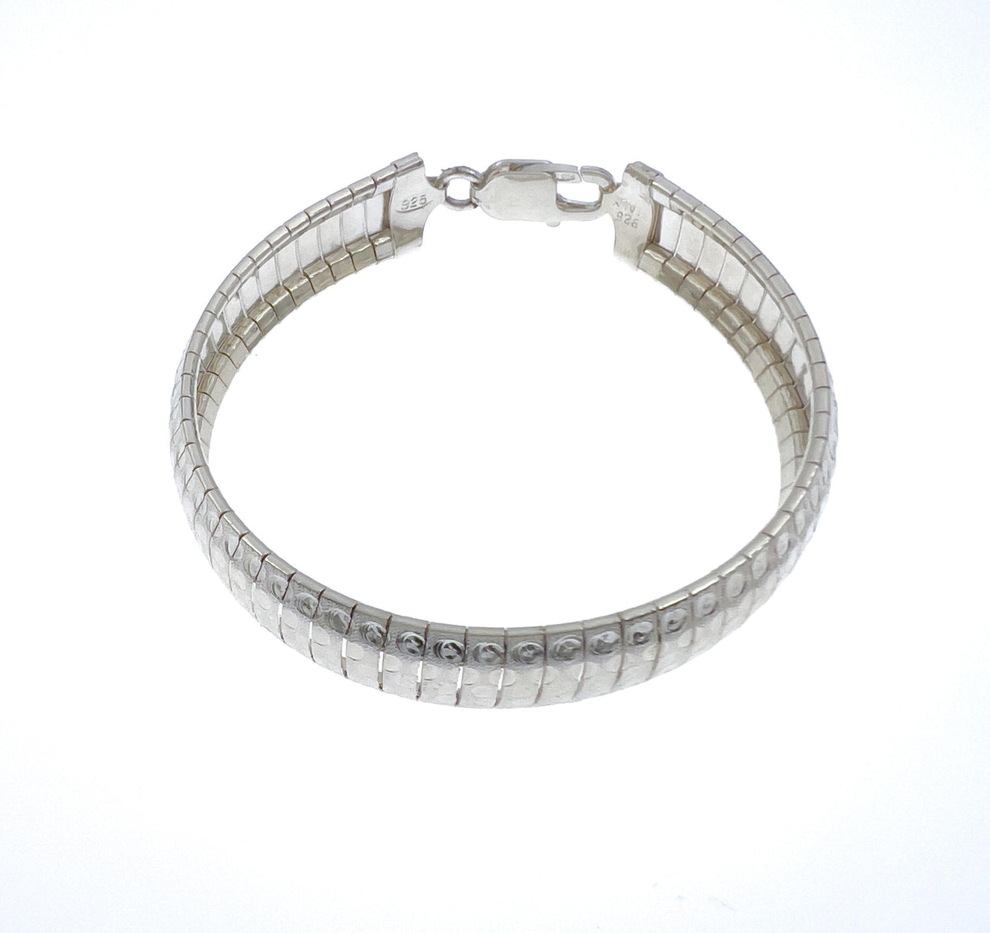 925 Sterling Silver 11mm Wide Flexible Link Bracelet