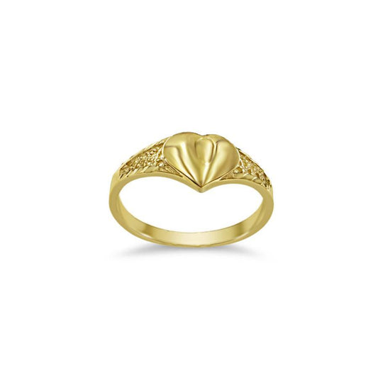 10k Yellow Gold Heart Ring Band Women