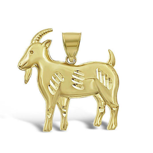 Goat Pendant 10k Yellow Gold Charm 1.5"