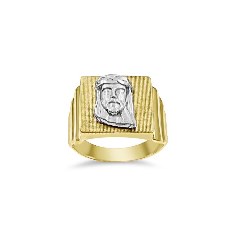 Jesus Head Ring 10k Two Tone Gold Mens Band Size 10