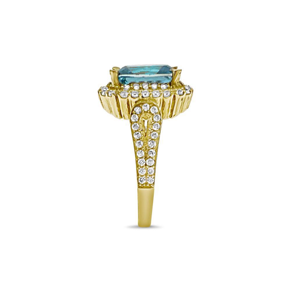 14k Gold Birthstone Ring Sky Blue Women Band Size 7.5