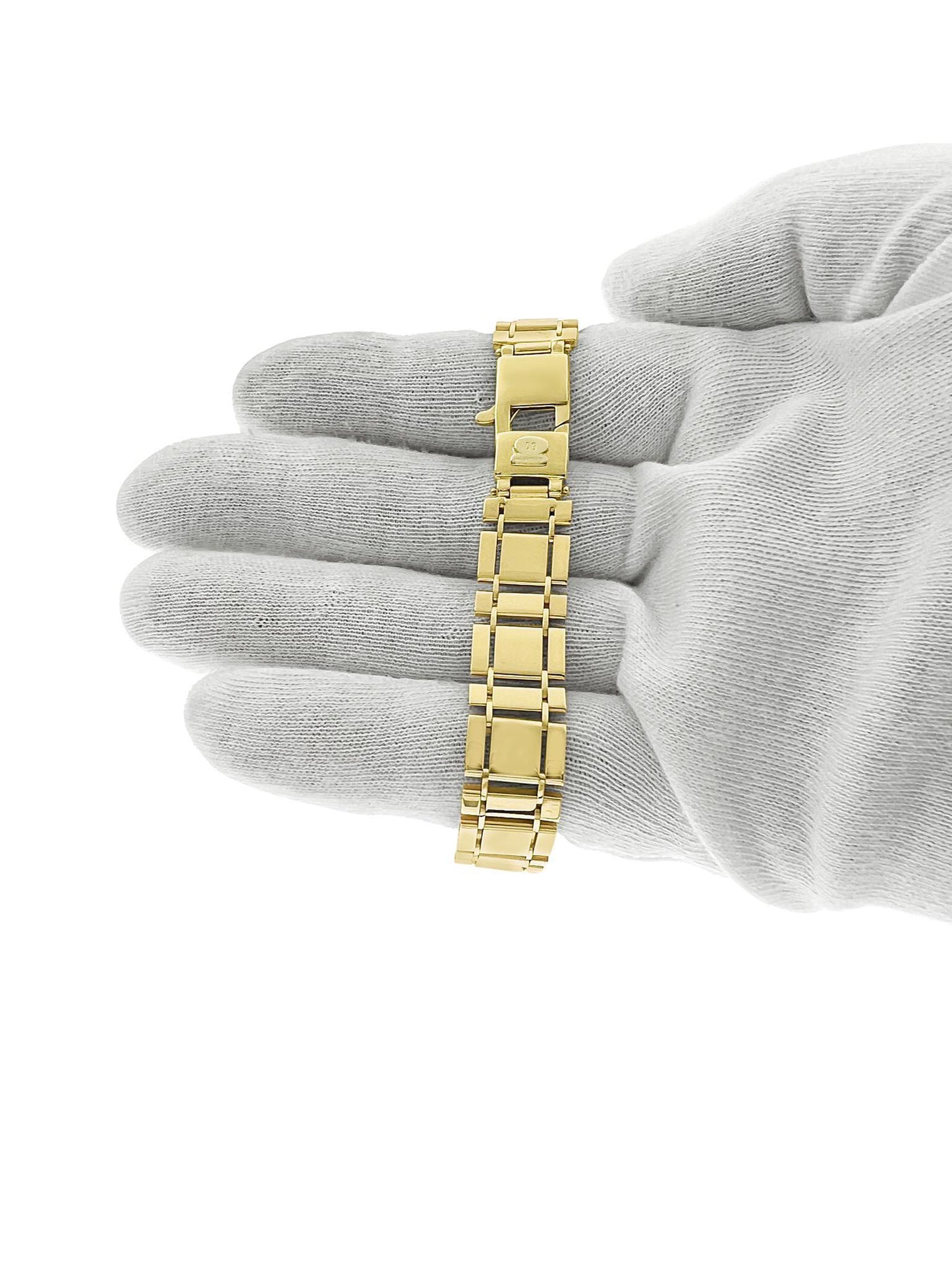 13mm Bracelet Rectangular Link Real 10k Yellow Gold Mens 8.5"