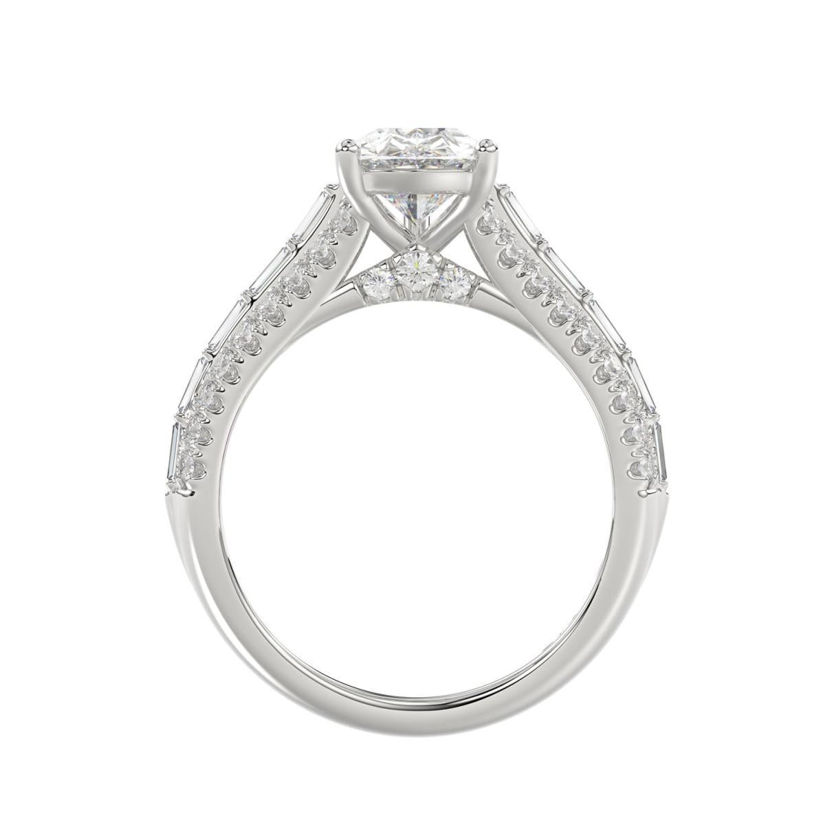 2.75 cttw Lab Grown Pear Baguette Diamond IGI Engagement Ring 950 White Platinum