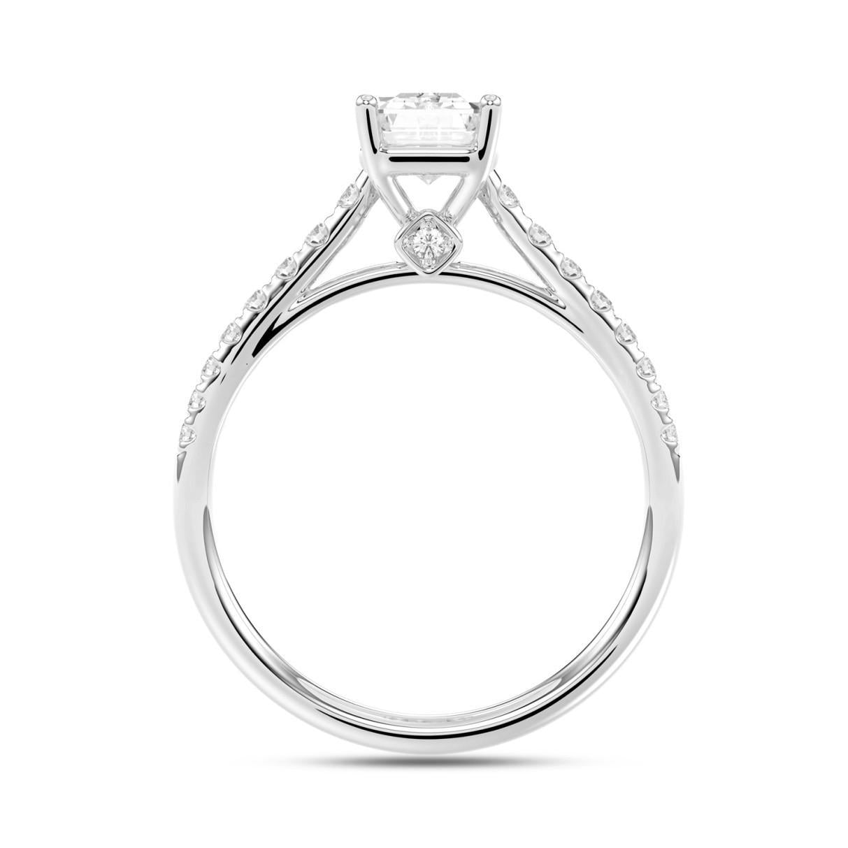 1.75 cttw Lab Grown Emerald Diamond Engagement Ring 14k White Gold