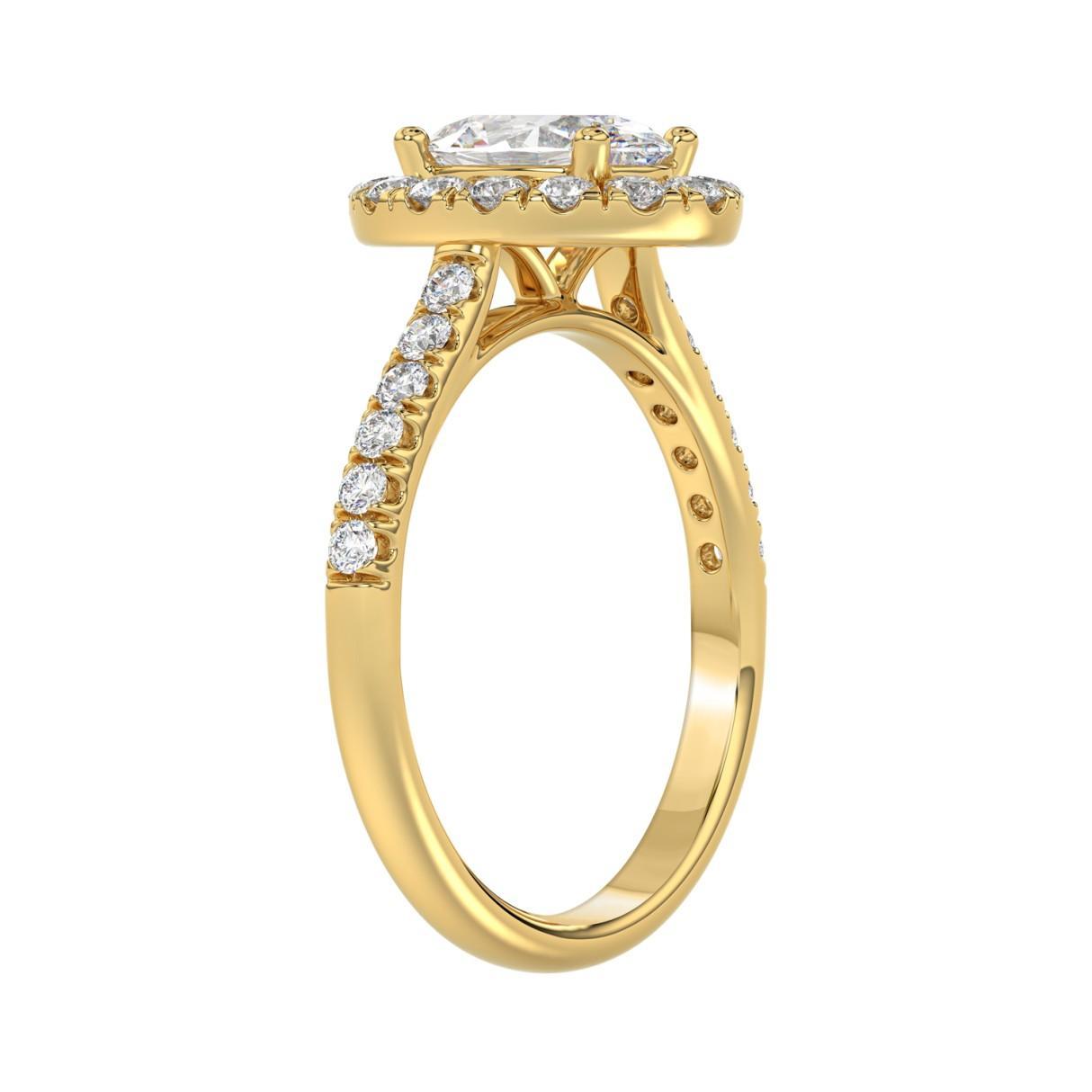 1.50ctw Lab Grown Diamond Oval Halo Engagement Ring 14K Yellow Gold