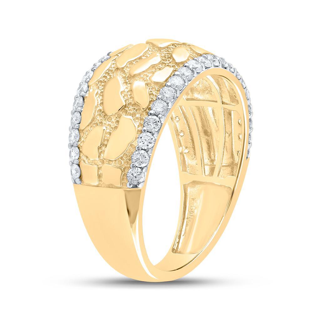 3/4Cttw Diamond Nugget Mens Band Ring 10k Yellow Gold