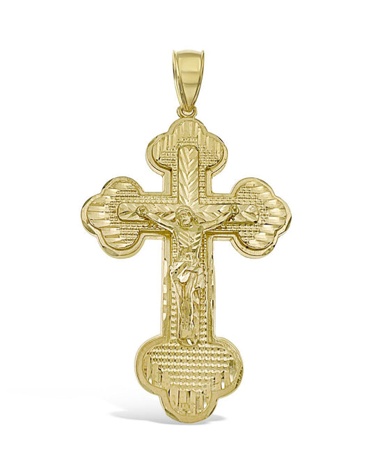 Jesus Crucifix Cross Pendant 10k Gold Men's Charm 3.3"